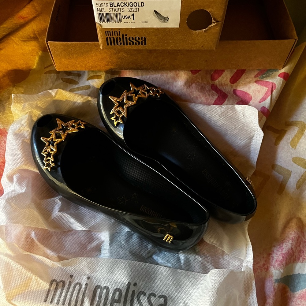 MINI MELISSA GIRL'S ULTRAGIRL STARS, BLACK/GOLD - size 1